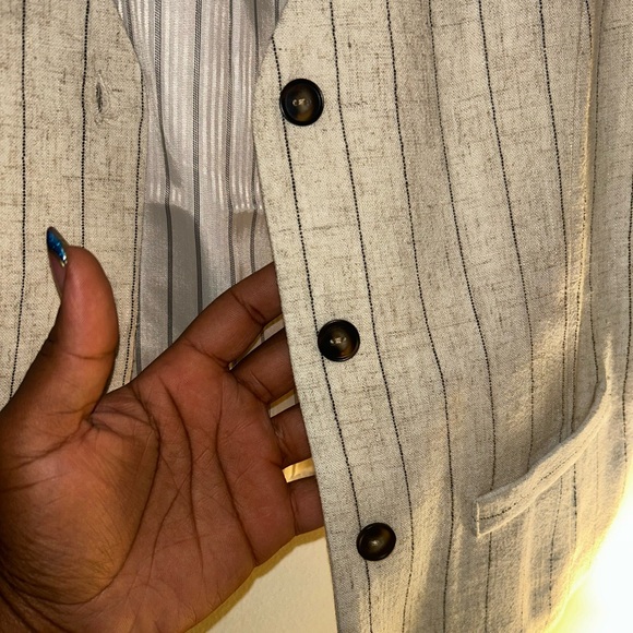 Tultex Cream and Black Striped Vest - Picture 5 of 6